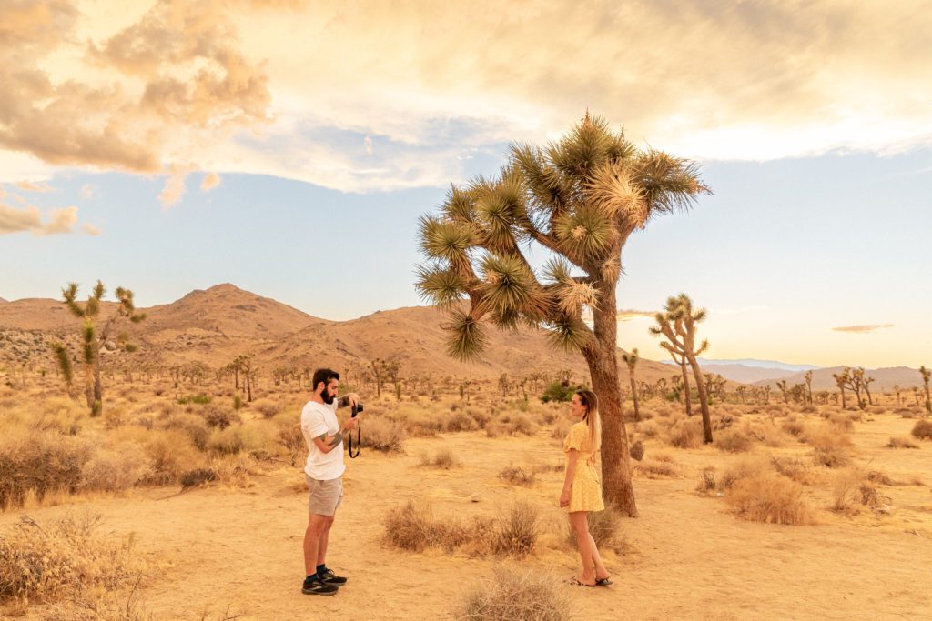 blogger taking a photo in joshua tree