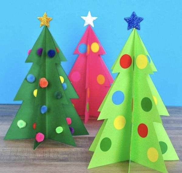 3D Christmas Tree Craft with cardstock