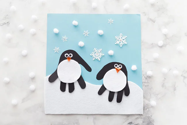 penguin Christmas handprint craft