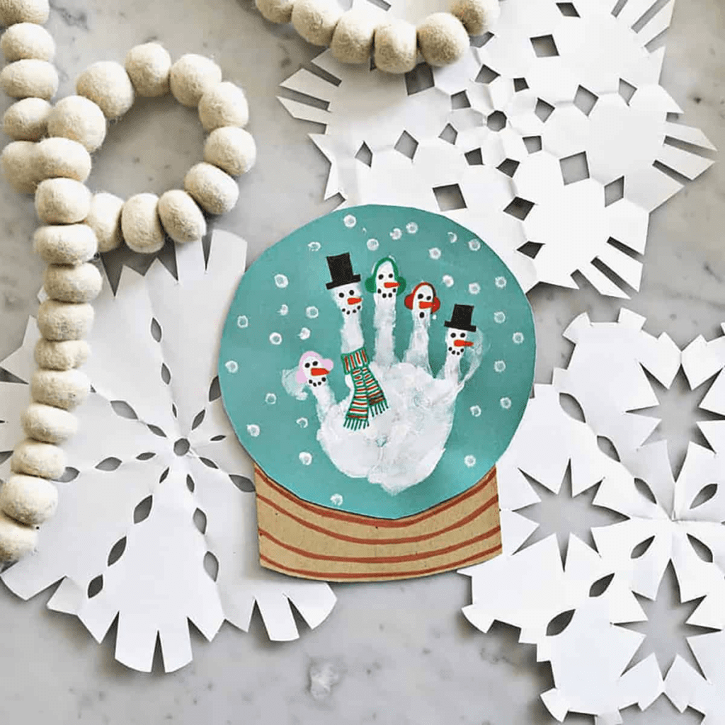 snowglobe christmas handprint craft