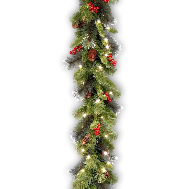 Artificial Garland with White Incandescent Lights