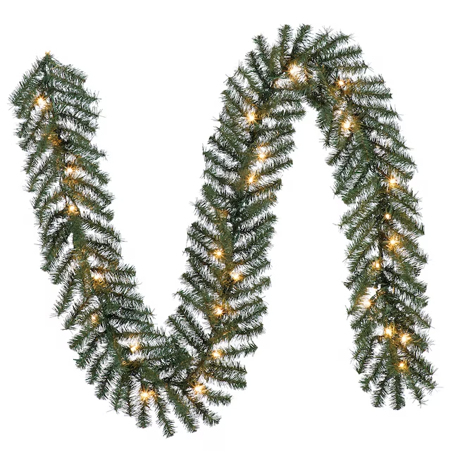 Artificial Garland with Clear Incandescent Lights