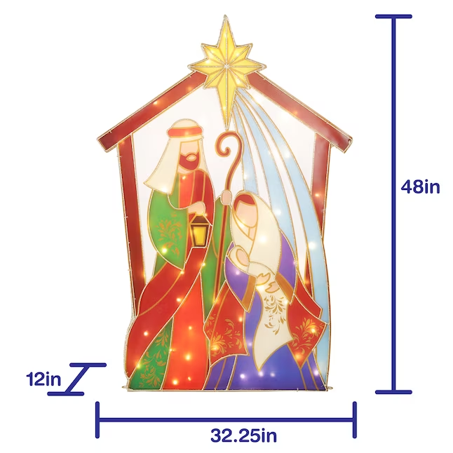 Nativity Free Standing Decoration with White LED Lights