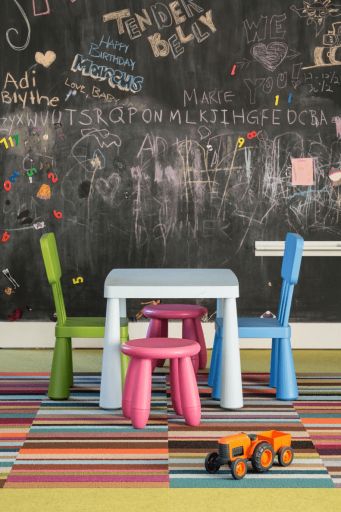 chalkboard wallpaper playroom idea