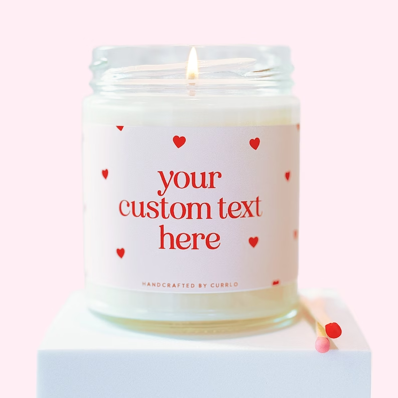 customized valentines day gifts, personalized candle, customized valentines da candle