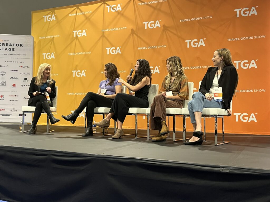 influencers speaking at the travel goods association trade show on the creator economy