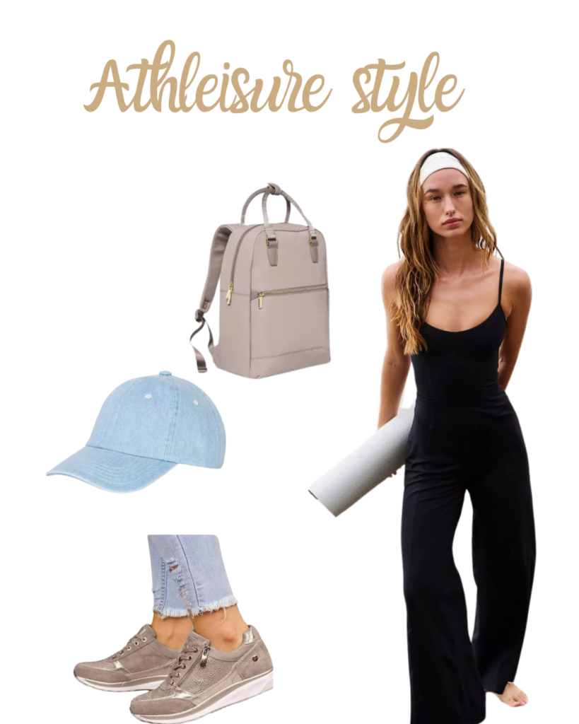 athleisure style outfit idea, how to dress up a jumpsuit athleisure, ltk post