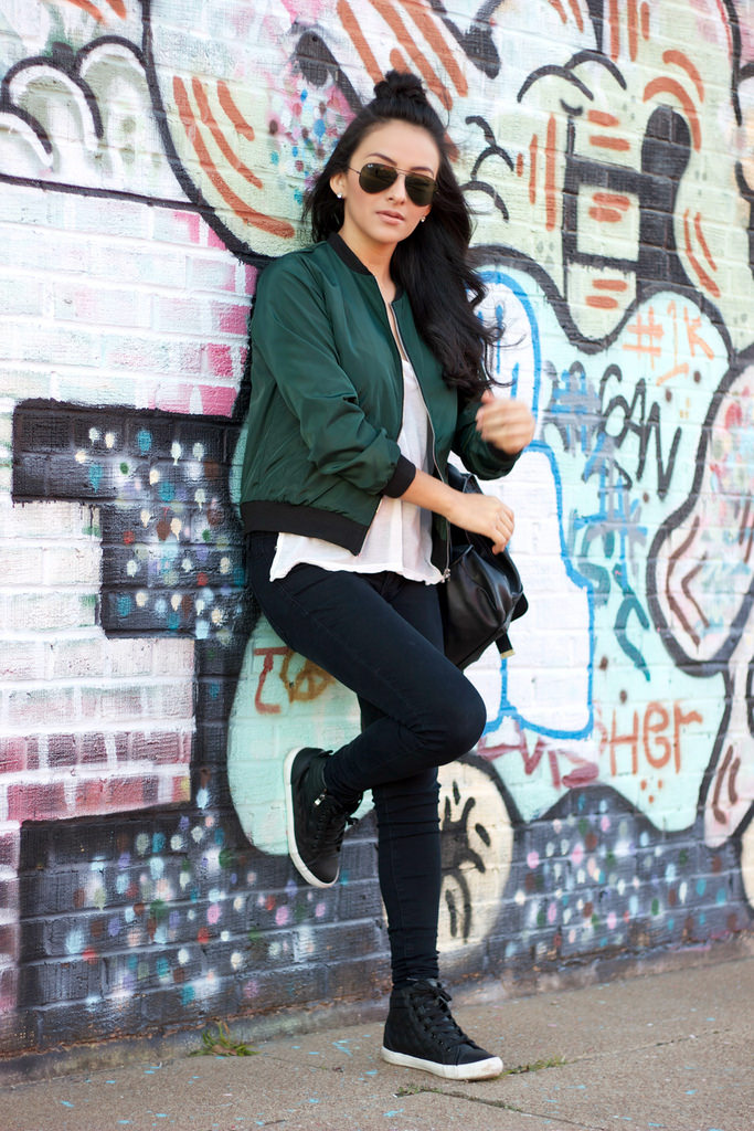 Bomber Jacket and Chunky Sneakers