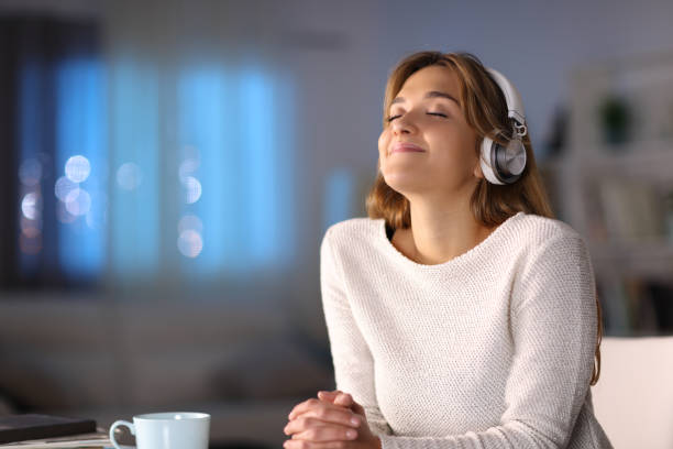 meditation music benefits girl with headphones