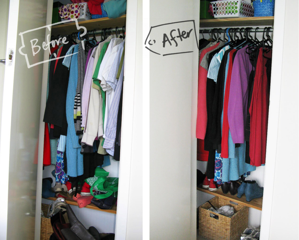 real life declutter clothes examples before and after