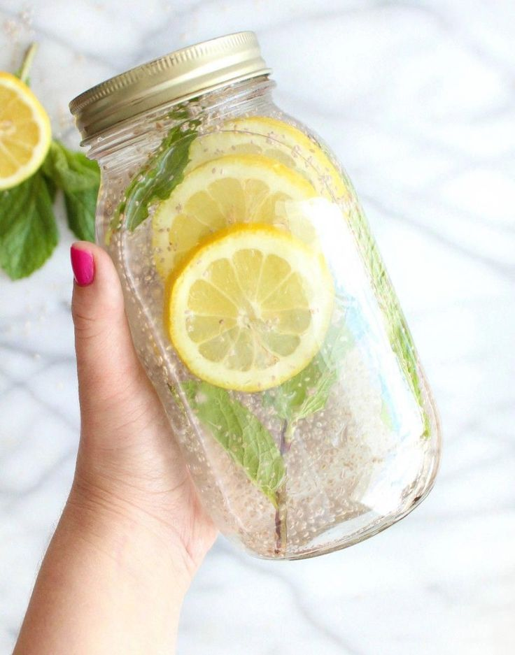 water with lemon detox juice in a mason jar