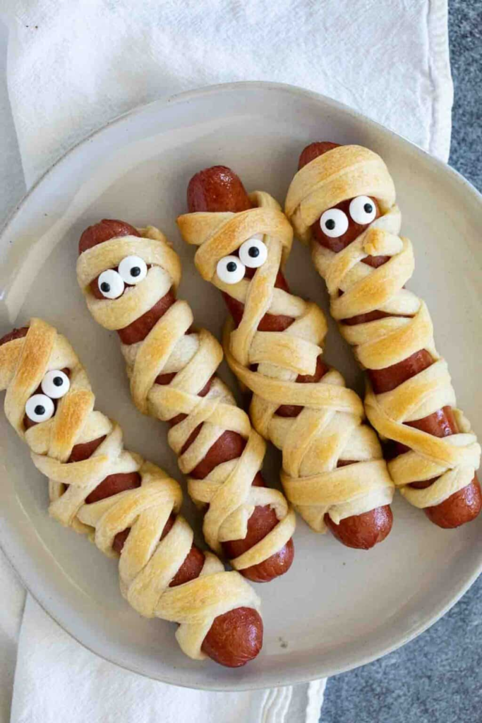 mummy hot dogs for halloween