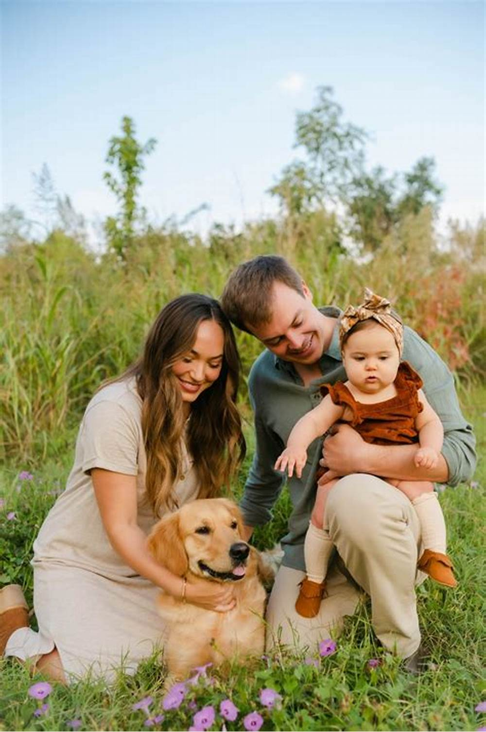 family photoshoot with dog and baby